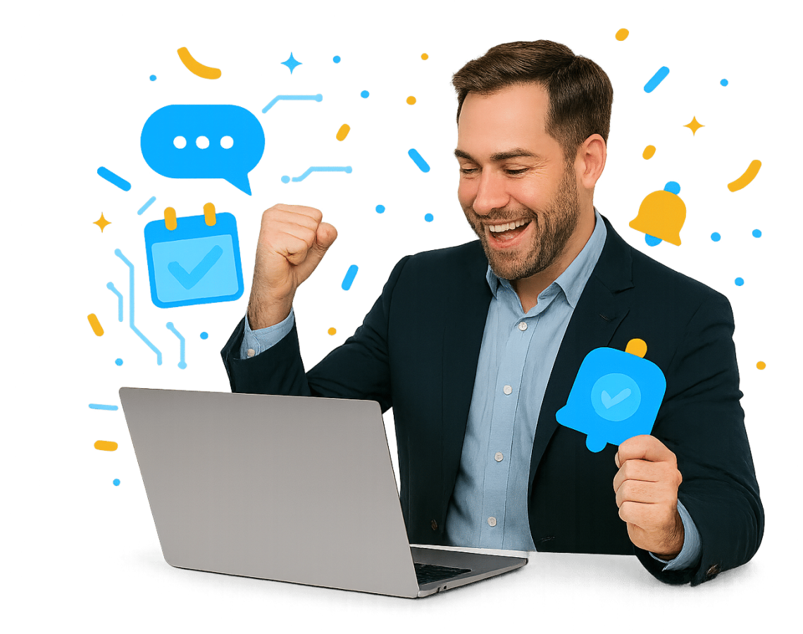 Perth AI website chatbot helping a visitor, collecting details and booking an appointment.